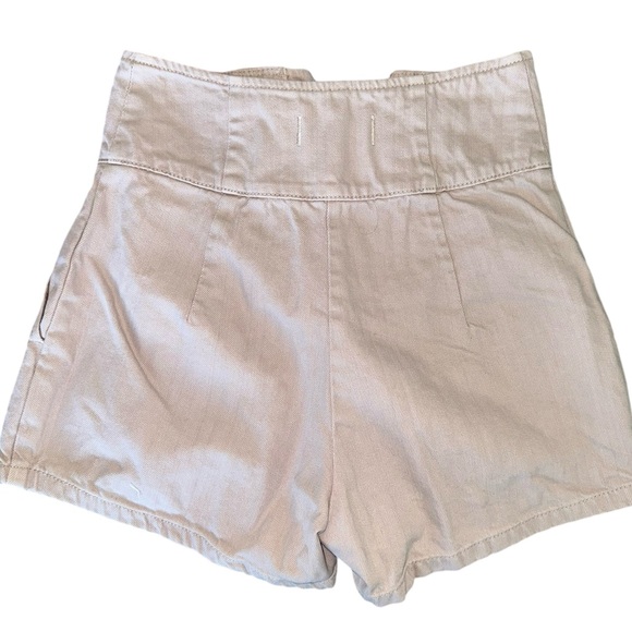 We The Free People Paris Pleated High Rise Button Up Macaroon Beige Denim 24 - Picture 6 of 16